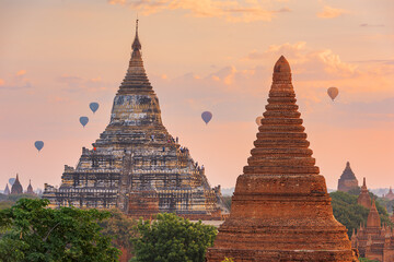 Bagan, Myanmar with Balloons