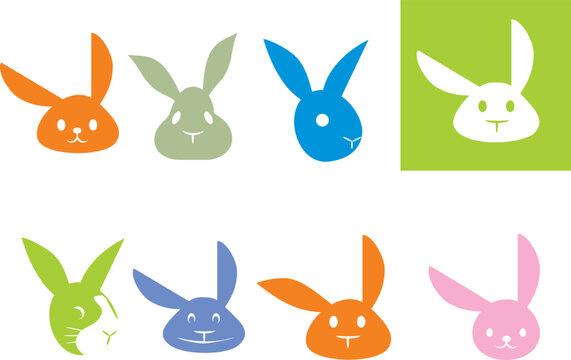 Variants of vector logos with the image of a rabbit