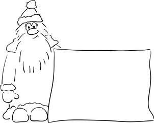 drawn santa cluas and blank white card - illustration