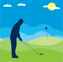 Golf players silhouette. Vector illustration