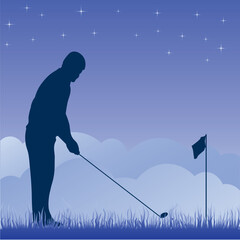 Golf players silhouette. Vector illustration
