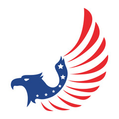 happy independence day united states. vector logo symbol of a valiant eagle flapping its wings with a USA flag motif