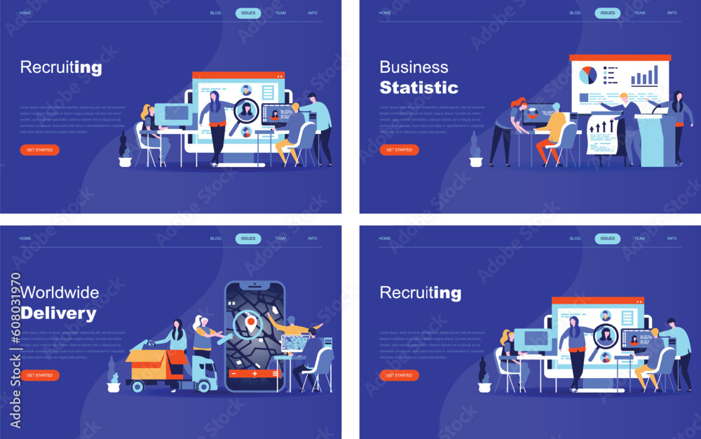 Wall mural modern set of flat design concept for website and mobile website development. landing page template.