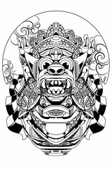 Mecha illustration of Balinese Barong mask shape