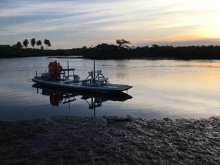 boats at sunset