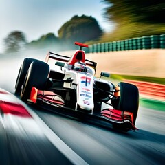 F1 racing car on circuit, Sports racing car on circuit, supercar race.