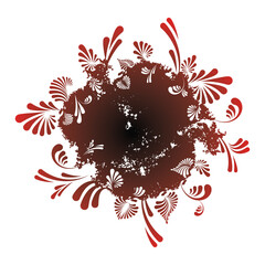 Round abstract floral background. Grunge style.