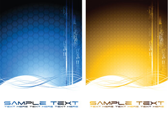 Two abstract tech banners with waves (vertical position)