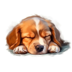 Fototapeta premium Illustration Adorable Puppy in Cartoon Watercolor Style