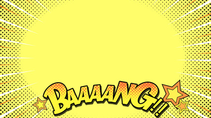 Naklejka premium 集中線とBAAANGの文字 カラー背景