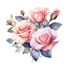 Floral Abstraction Delicate Roses and Leaves in Vibrant Botanical Illustration