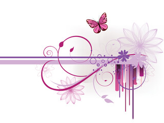 vector eps10 illustration of butterflies on a colorful floral background