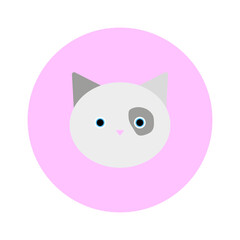 Cartoon character, round cat muzzle. Mascot design. Funny avatar, emoji icon, cute figure. Vector illustration.