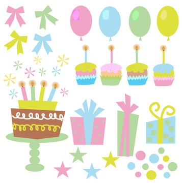 illustration of different birthday icons