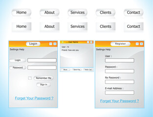 abstract icon & web bottons  with blue background vector illustration
