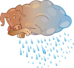 Cartoon vector illustration of Rainy Dog