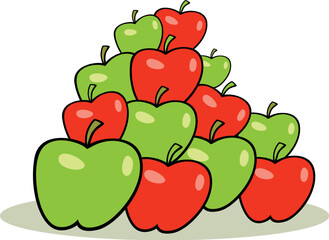 Vector illustration of heap of apples