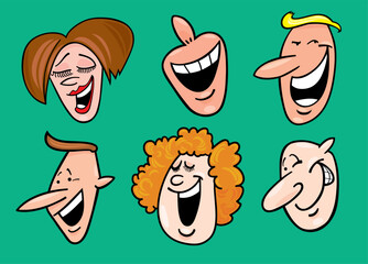 Cartoon vector illustration of set of funny faces