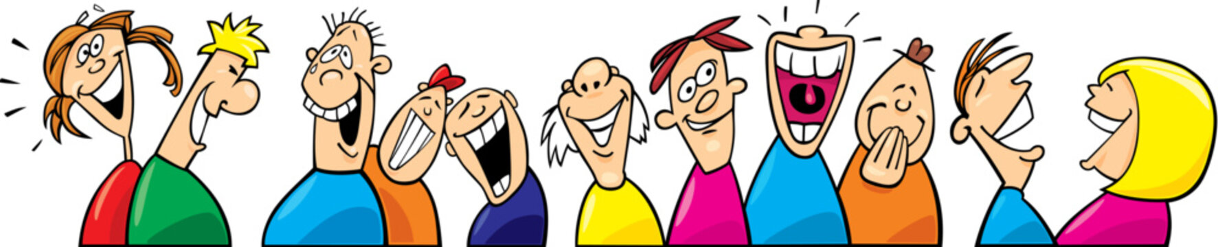 Cartoon vector illustration of laughing people