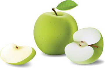 Sliced apples. Vector illustration.