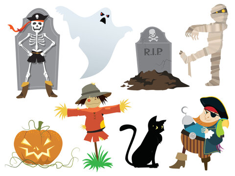 Halloween collection of design elements, vector illustration.