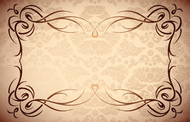 Elegant Floral Frame | Border - Seamless Damask Vector Texture