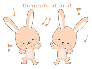楽しくて踊るウサギのイラスト