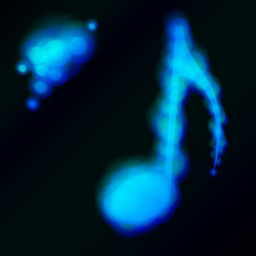 Blue glow music note. Illustration for your design.