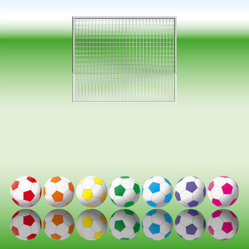 Soccer balls to soccer net. Illustration for your design.