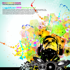Abstract Colorful DJ Disco Flyer with Rainbow Colours