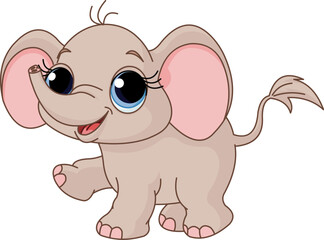 Illustration of Cute and funny baby elephant
