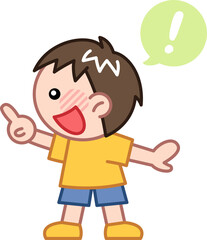発見して指を指すかわいい男の子