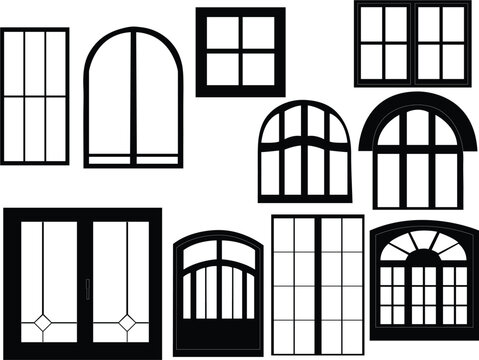 window collection silhouette - vector