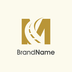 Simple Elegant Initial M Road Way Logo