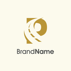 Obraz premium Simple Elegant Initial P Road Way Logo