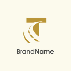 Simple Elegant Initial T Road Way Logo