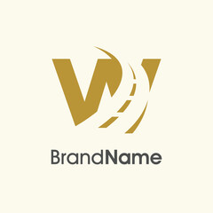 Simple Elegant Initial W Road Way Logo