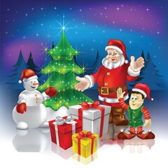 christmas greeting Santa with gifts