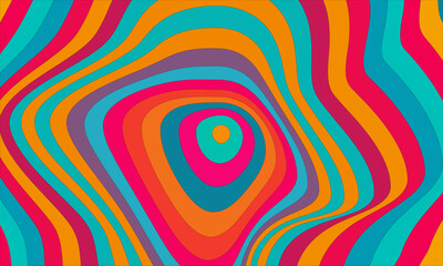 Fototapeta na wymiar Groovy hippie retro vintage wavy pattern 70s abstract background. Vector illustration