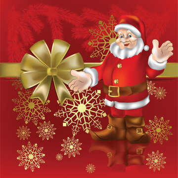 christmas gift Santa Claus on a  red background