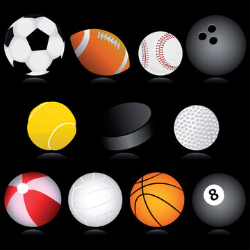 vector set of various sport balls