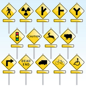 vector set of various traffic signs