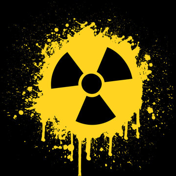 vector illustration of the radioactive sign in yellow spatter