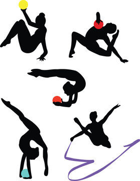 rhytmicals gymnastics silhouette - vector