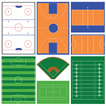 vector set of various sport fields