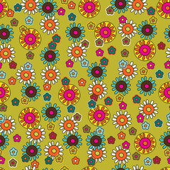 Colorful seamless pattern - abstract flowers