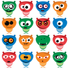 vector set of various cute aliens