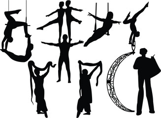 collection of circus artists silhouette - vector © Designpics