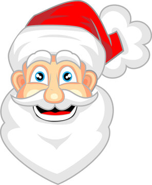 vector illustration of cute face of happy looking Santa Claus . No gradient.