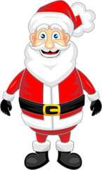 vector illustration of cute happy looking santa claus standing alone. No gradient.